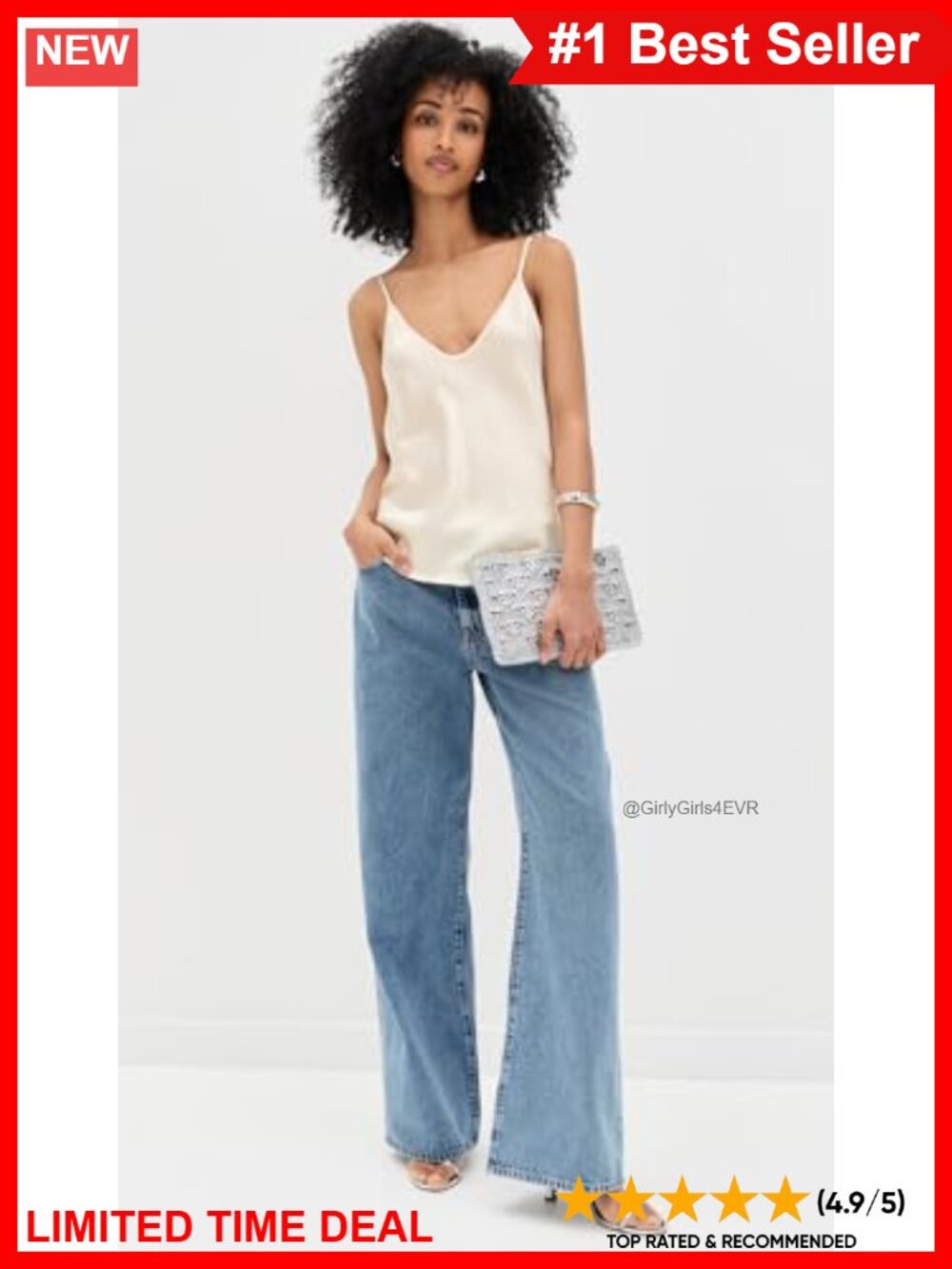 Lightweight Charmeuse Camisole Fitted V-Neck Adjustable Straps - Picture 2 of 5